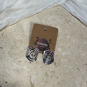 Sold | Silver Tone Sculptural Spiral Drop Earrings – Vintage Style Statement